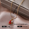 Vintage 304 Stainless Steel Red Enamel Pendant Round Snake Chain Necklaces for Women XE2810-3-1