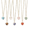 Natural & Synthetic Mixed Gemstone Copper Wire Wrapped Heart Pendant 304 Stainless Steel Cable Chain Necklaces NJEW-JN05779-2
