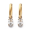 Ion Plating(IP) 304 Stainless Steel Micro Pave Cubic Zirconia Hoop Earrings STAS-R004-07G-02-4