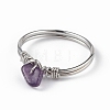 Natural Amethyst Chips Finger Ring RJEW-L082-03P-05-3