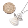 Angel Alloy and Spiral Shell Pendant Necklaces NJEW-JN04841-3