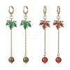 Maple Leaf Brass Micro Pave Cubic Zirconia Leverback Earrings EJEW-JE06917-3