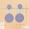 Polymer Clay & Alloy & Wood Woven Dangle Stud Earrings FS-WG7370D-10-1