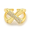 Rack Plating Brass Micro Pave Cubic Zirconia Cross Open Cuff Ring for Women RJEW-C082-10G-2