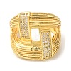 Double Layer Brass Micro Pave Cubic Zirconia Open Cuff Rings RJEW-U008-09G-2