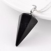 Cone Pendulum Platinum Tone Brass Black Agate Pendants G-F267-05F-1