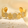 304 Stainless Steel & Crystal Rhinestone Cuff Bangles WG37505-01-2
