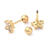 Star Bow Brass Micro Pave Clear Cubic Zirconia Ear Plug Gauges EJEW-L289-03G-01-2