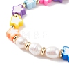 Handmade Polymer Clay & Natural Pearl Braided Bead Bracelet for Women BJEW-JB07652-5
