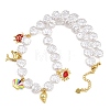 Ocean Brass Enamel Sea Animals Pendant ABS Imitation Pearl Shell Shaped Beaded Necklaces KK-CBA4547-01G-5