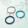 3Pcs 3 Style Synthetic Turquoise(Dyed) & Hematite Stretch Bracelets Set BJEW-JB08589-7