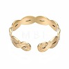 304 Stainless Steel Twist Wrap Open Cuff Ring for Women RJEW-T023-07G-2