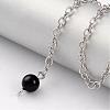 Natural Obsidian Sphere Dowsing Pendulums BJEW-E292-A04-3