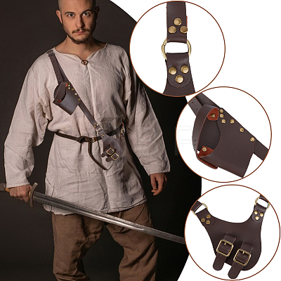 PU Leather with Alloy Waist Fencing Sheath AJEW-WH0419-03A-1