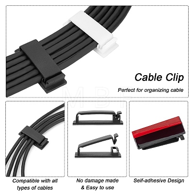   40Pcs 2 Colors Plastic Self Adhesive Cable Management Clips FIND-PH0003-96-1