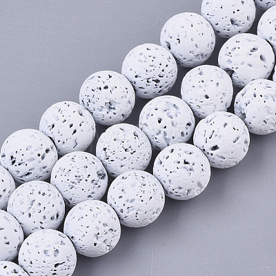 Spray Painted Natural Lava Rock Beads Strands G-N0324-C-M-1