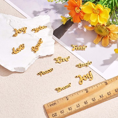 10Pcs 10 Styles 430 Stainless Steel Word Pendants JX275A-1