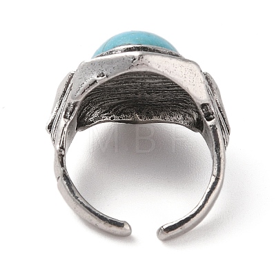 Oval Synthetic Turquoise Cuff Rings RJEW-B107-13AS-01-1