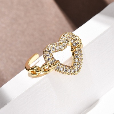 Brass Micro Pave Cubic Zirconia Cuff Open Rings RJEW-F204-07A-G01-1