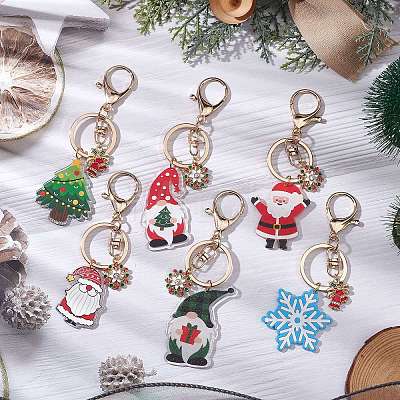 Christmas Theme Printed Acrylic Pendants Keychain KEYC-JKC00887-1