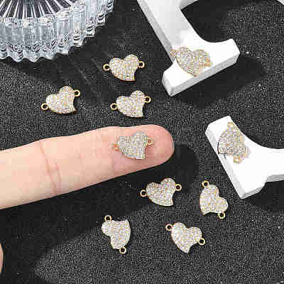 SHEGRACE Brass Micro Pave Clear Cubic Zirconia Connector Charms XGRQ3K054-563G-1