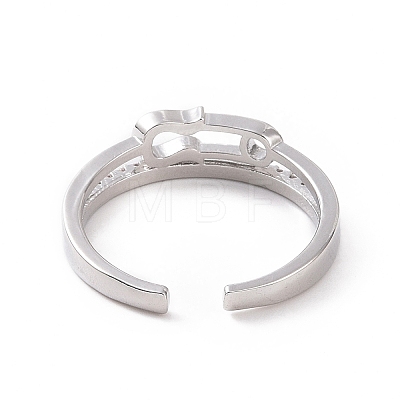 Clear Cubic Zirconia Safe Pin Shape Open Cuff Ring RJEW-G283-07P-1