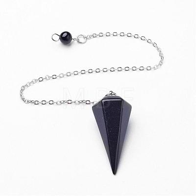Natural Black Agate Hexagonal Pointed Dowsing Pendulums G-D847-02-1