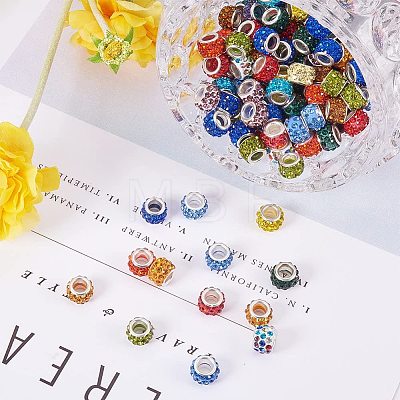 Polymer Clay Rhinestone European Beads CPDL-NB0001-07-1