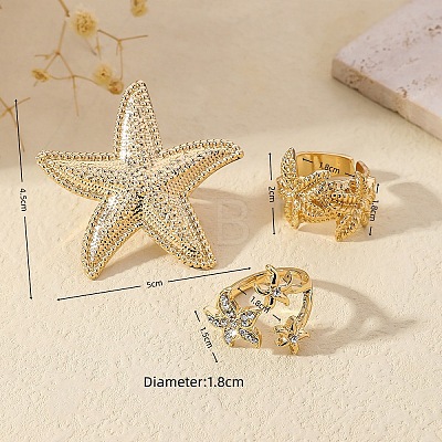 Alloy with Rhinestone Cuff Open Rings Sets for Women JG5822-4-1