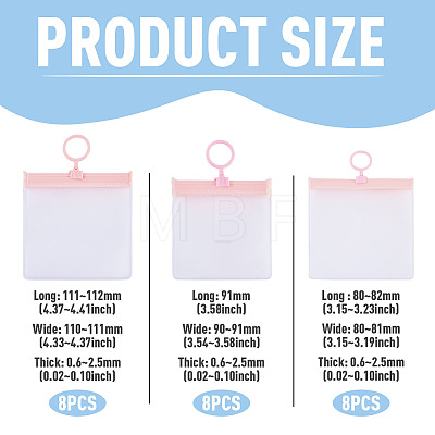 24Pcs 3 Styles Transparent EVA Resealable Bags with Rings ABAG-TA0002-26-1