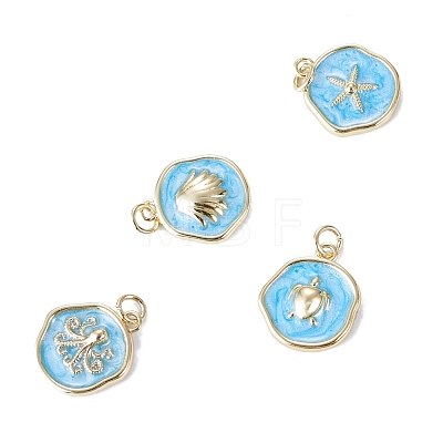 4Pcs Golden Ocean Brass Enamel Pendants KK-TADJ0001-32-1