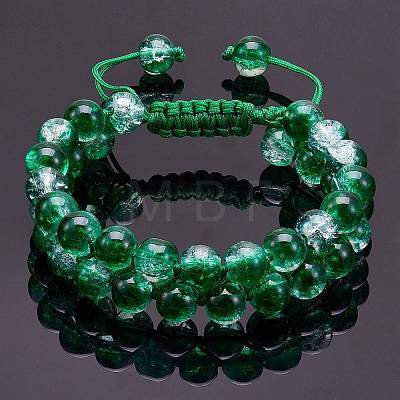 Sparkling Round Glass Braided Bead Bracelet BJEW-SW00082-10-1