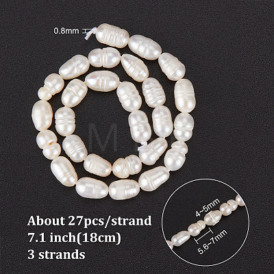  3 Strands Natural Cultured Freshwater Pearl Beads Strands PEAR-NB0002-25-1