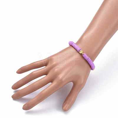 Handmade Polymer Clay Heishi Beads Stretch Bracelets BJEW-JB05621-01-1