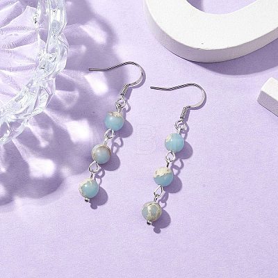 Round Synthetic Aqua Terra Jasper Dangle Earrings EJEW-JE05831-1