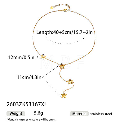 304 Stainless Steel Y Tassel Lariat Necklaces for Women WG3907F-02-1