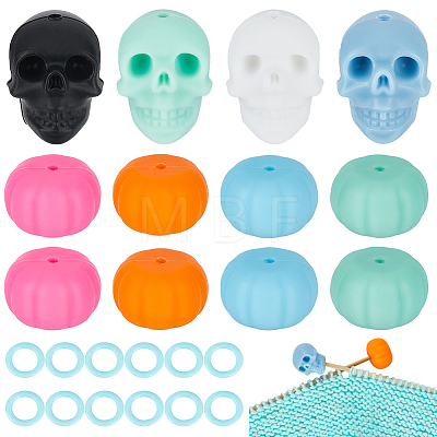 BENECREAT Halloween Skull & Pumpkin Silicone Knitting Needle Point Protectors FIND-BC0005-36-1