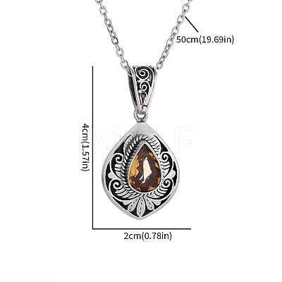 Alloy Topaz Rhinestone Pendant Necklaces FS-WG9981E-01-1