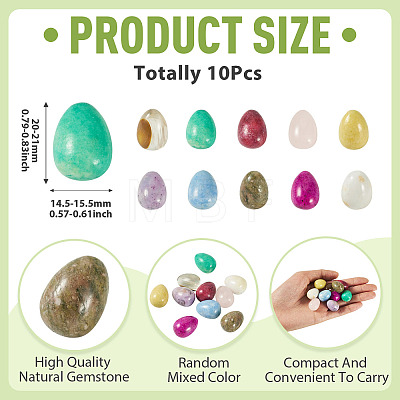 10Pcs Natural & Synthetic Gemstone Egg Display Decorations G-TA0003-43-1