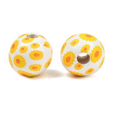 Printed Wood European Beads WOOD-G029-06D-1