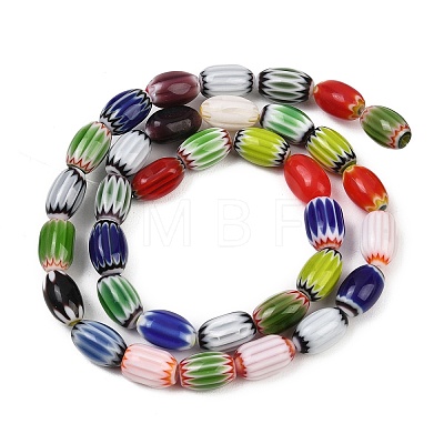 Handmade Millefiori Glass Oval Bead Strands LK-Z001-01B-1