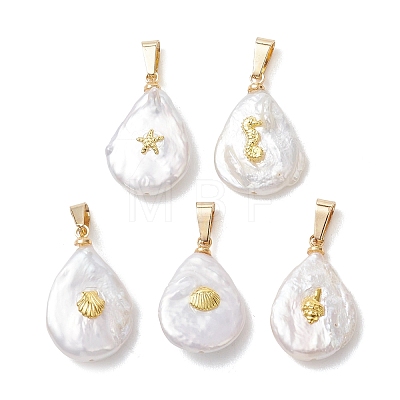 Natural Baroque Keshi Pearl Pendants PALLOY-JF05476-1