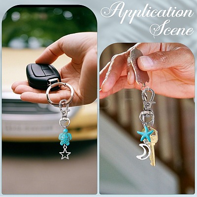 20Pcs Starfish Turtle Synthetic Turquoise Pendant Decorations HJEW-CP0001-43A-1