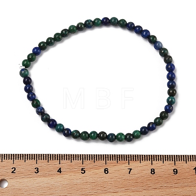 Natural Chrysocolla and Lapis Lazuli(Dyed) Round Bead Stretch Bracelets BJEW-L594-B04-1