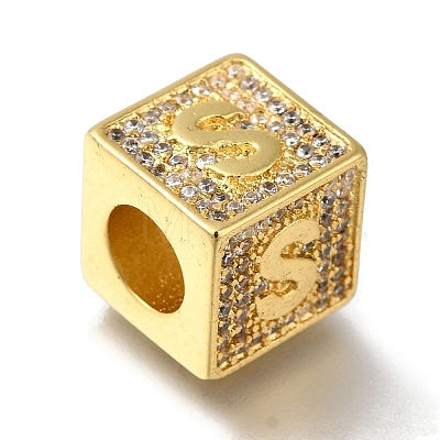 Brass Cubic Zirconia Beads KK-Q818-01S-G-1