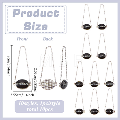 10Pcs 10 Styles Alloy with Glass Bathroom Label HJEW-FG00047-1