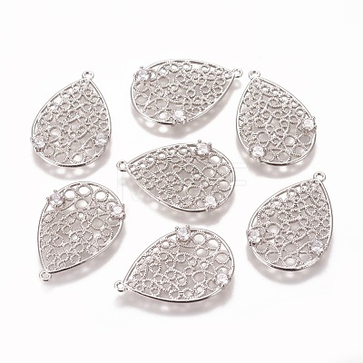 Brass Micro Pave Cubic Zirconia Pendants KK-F803-07P-NF-1