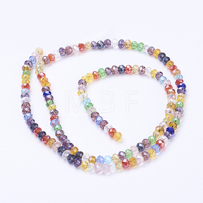 Mixed Electroplate Glass Faceted Rondelle Bead Strands X-EGLA-J047-4x3mm-46-1