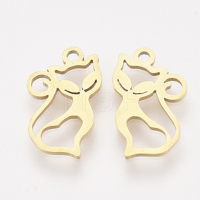 201 Stainless Steel Kitten Pendants STAS-S110-048G-1