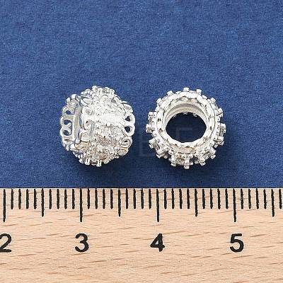 Brass Micro Pave Cubic Zirconia European Beads KK-P297-01S-1